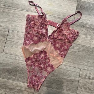 Mentionables floral mesh lingerie bodysuit
